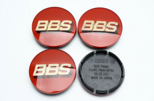 Picture of 4x BBS 56mm Caps Red with 3D Gold Logo 56.24.012