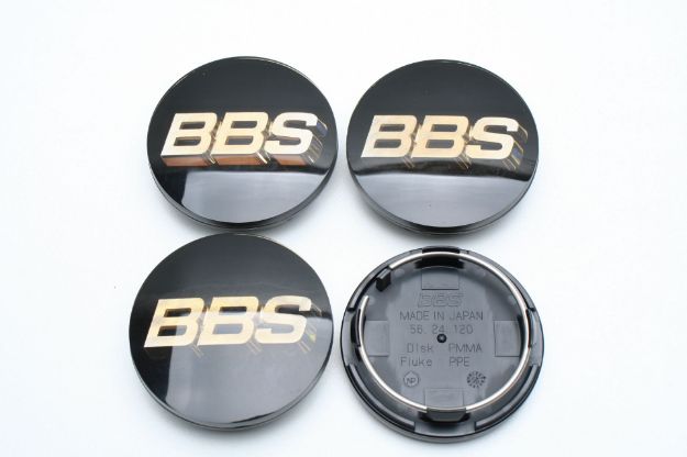 Picture of 4x BBS 70mm Caps Black with 3D Gold Logo 56.24.120