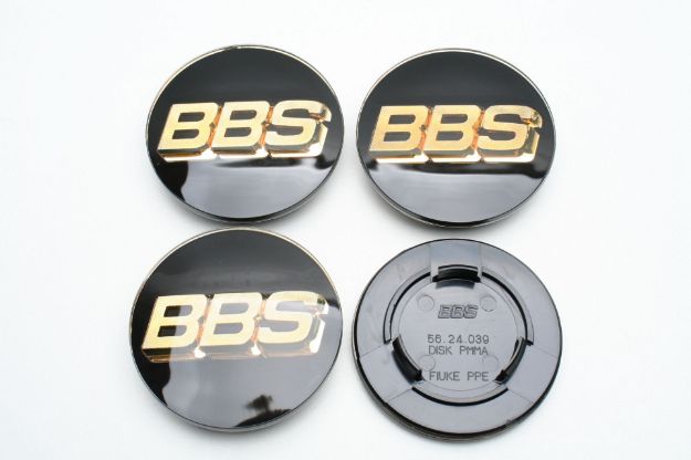 Picture of 4x BBS 80mm Caps Black with 3D Gold Logo 56.24.039