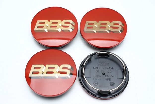 Picture of 4x BBS 70mm Caps Red with 3D Gold Logo 56.24.120