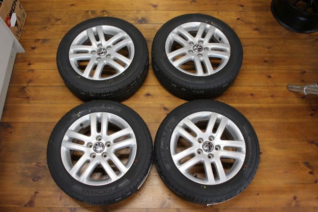 Picture of GENUINE VW ALLOY WHEELS 16"X 6.5" 5X112 ET50 SILVER + YOKOHAMA TYRES VW Golf Mk5/6/7 Caddy
